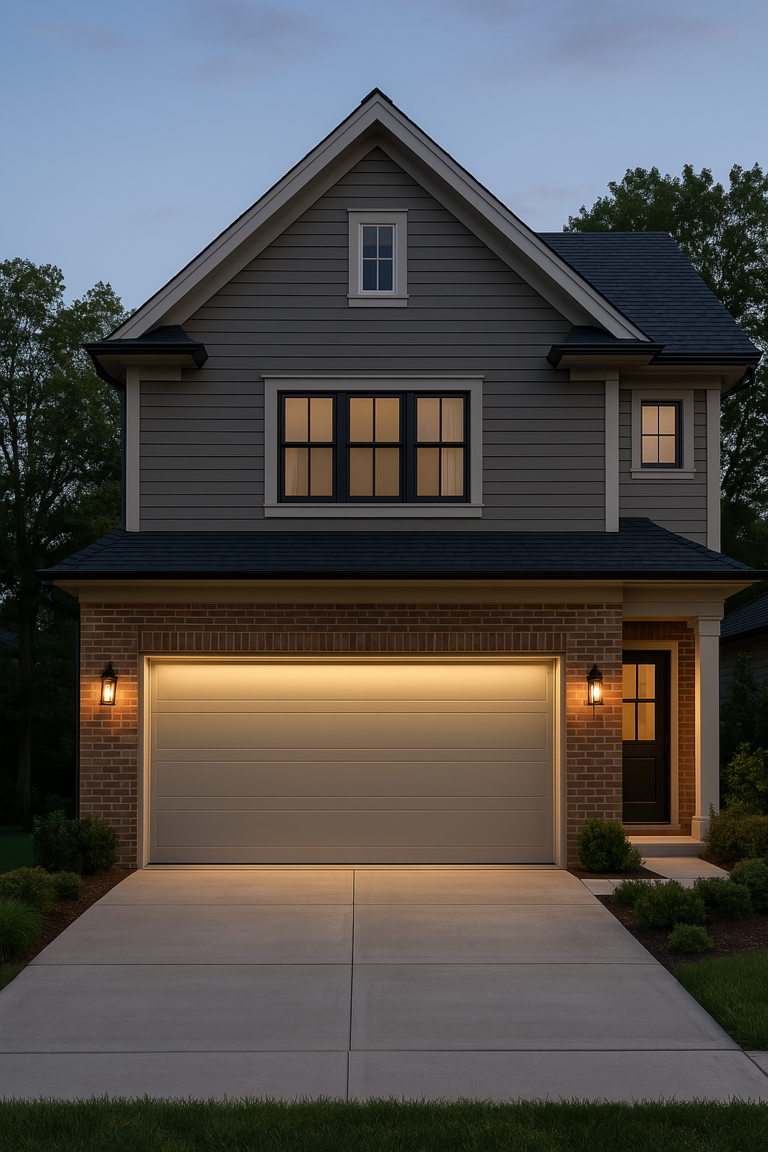 Suburban house in Winnetka, IL with beautiful garage door