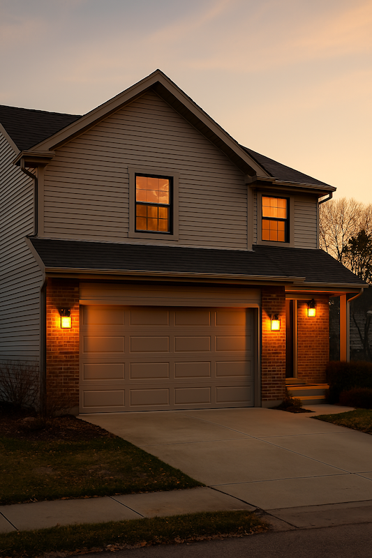 Glenview IL house with modern garage doors