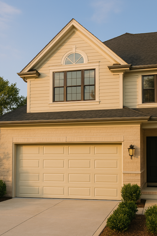 Modern home with garage door in Hinsdale IL